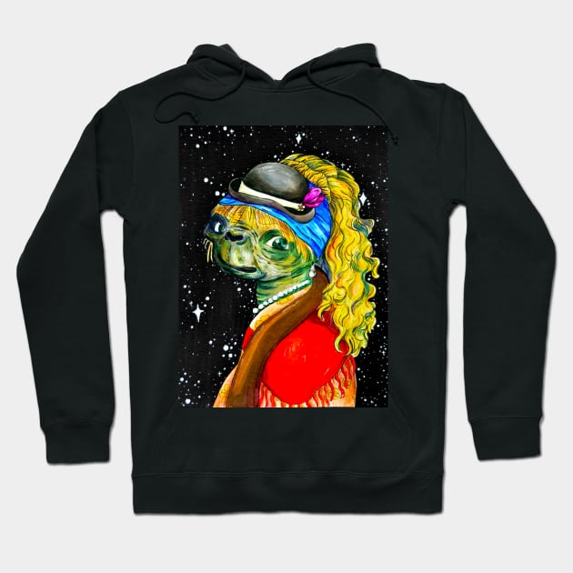 Alien With a Pearl Earring - Art History Meme Hoodie by rosiemoonart